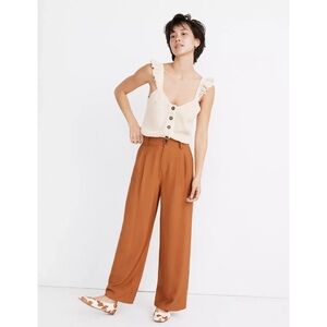 Madewell Drapey Pleated Wide Leg Pants in Burnt Sienna - Size 0